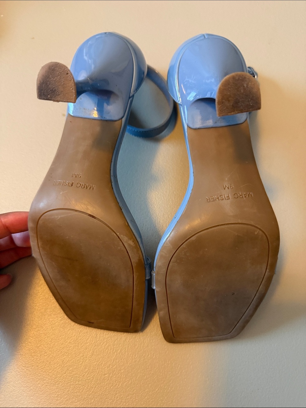 Marc Fisher Powder Blue Square-Toe Ankle-Strap Stilettos - Picture 4 of 13